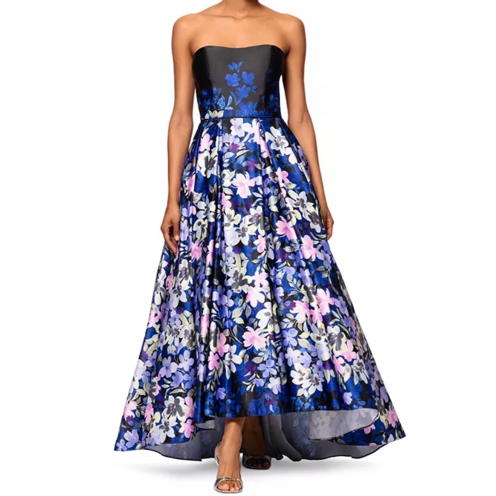 Betsy & Adam -‎ Floral-Print Strapless Ball Gown